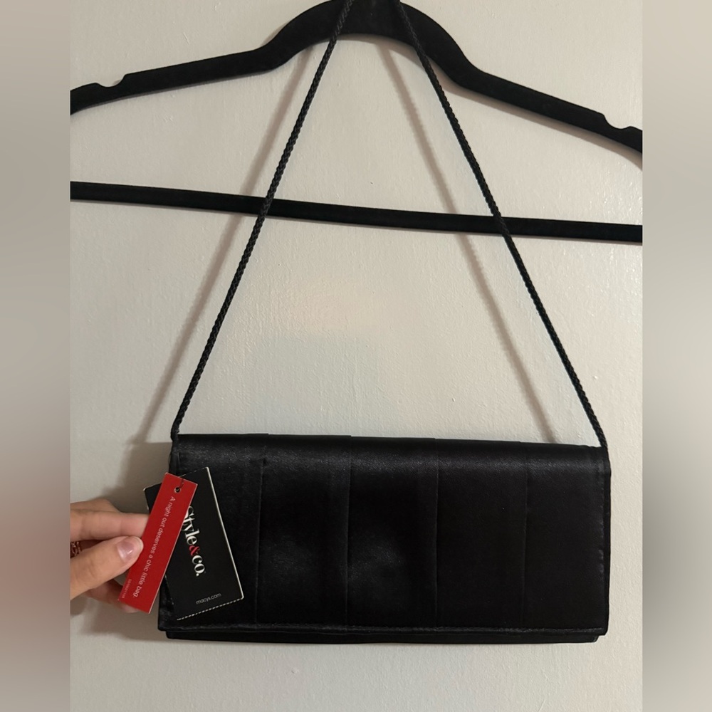 Style & Co. Black Satin Clutch